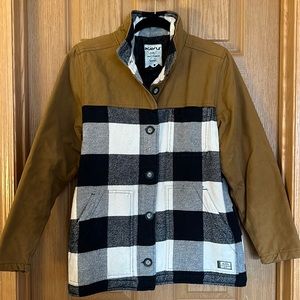 KAVU Highlands Women's Coat - Flannel Jacket Long Sleeve Insulated Button Coat